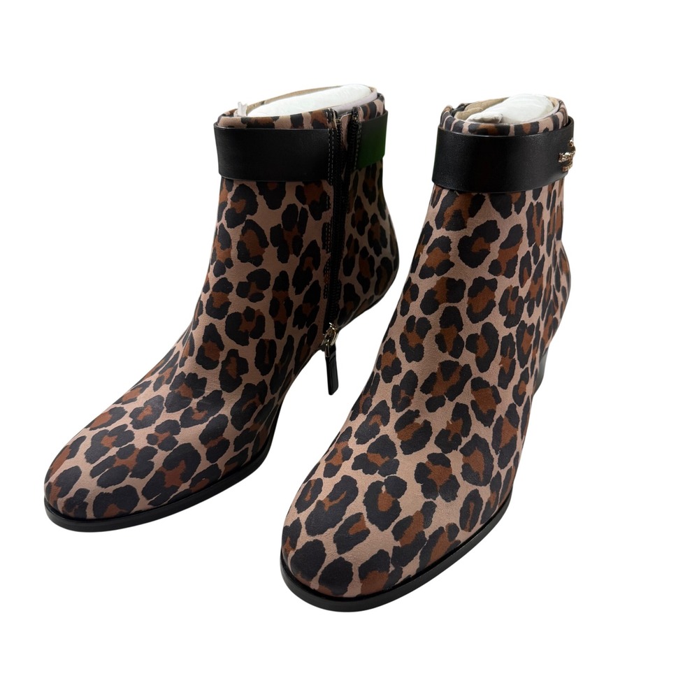 Kate Spade Morgan Leopard Suede Ankle Booties Toasted Hazelnut Size 9 New